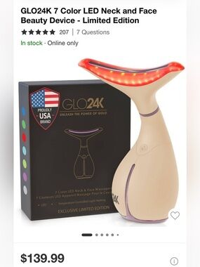 GLO 24K 7 color LED neck face Massager LIMITED EDITION!! Skin wrinkle treatment